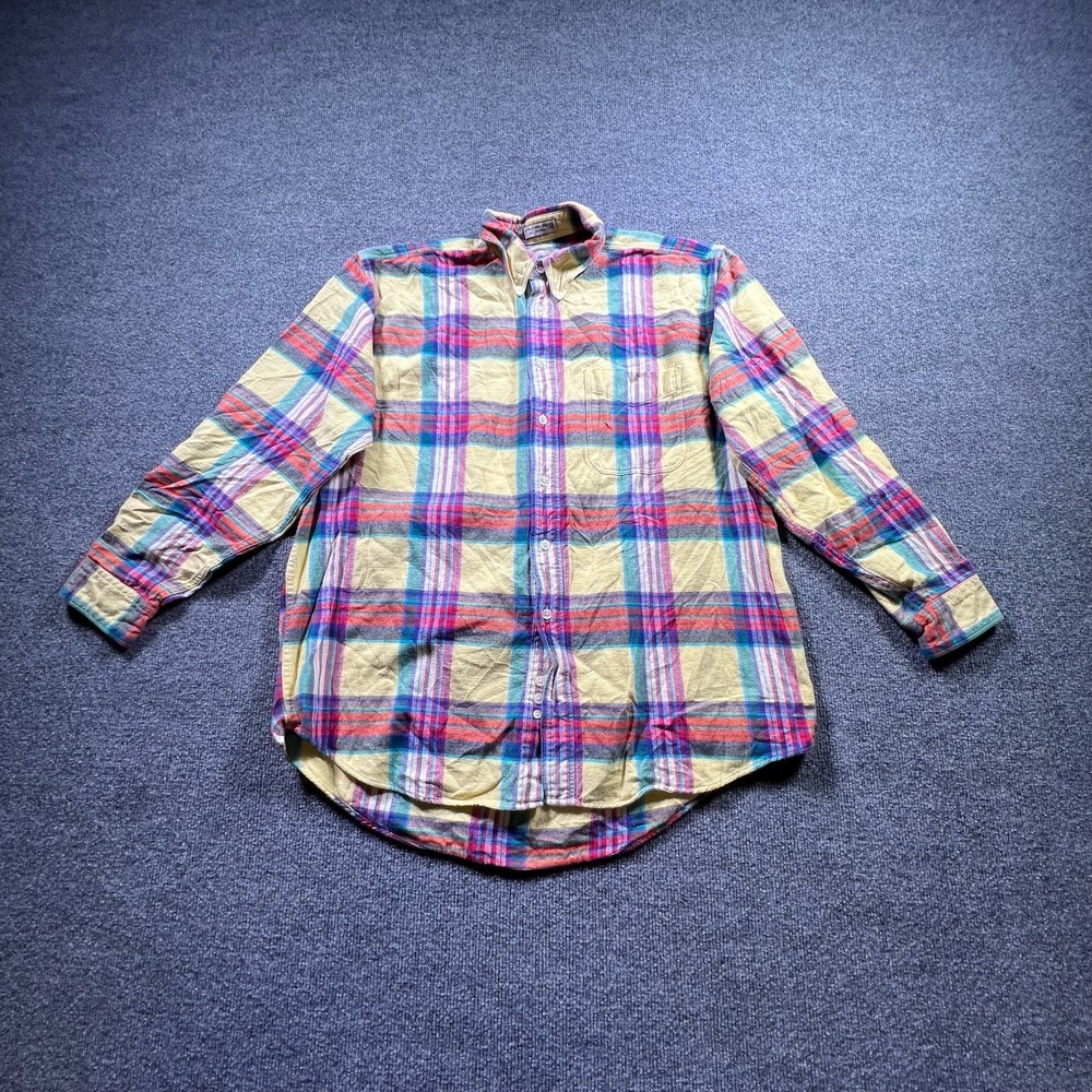 VTG Abercrombie & Fitch Flannel Shirt Men's Large Multicolor Plaid Button Front